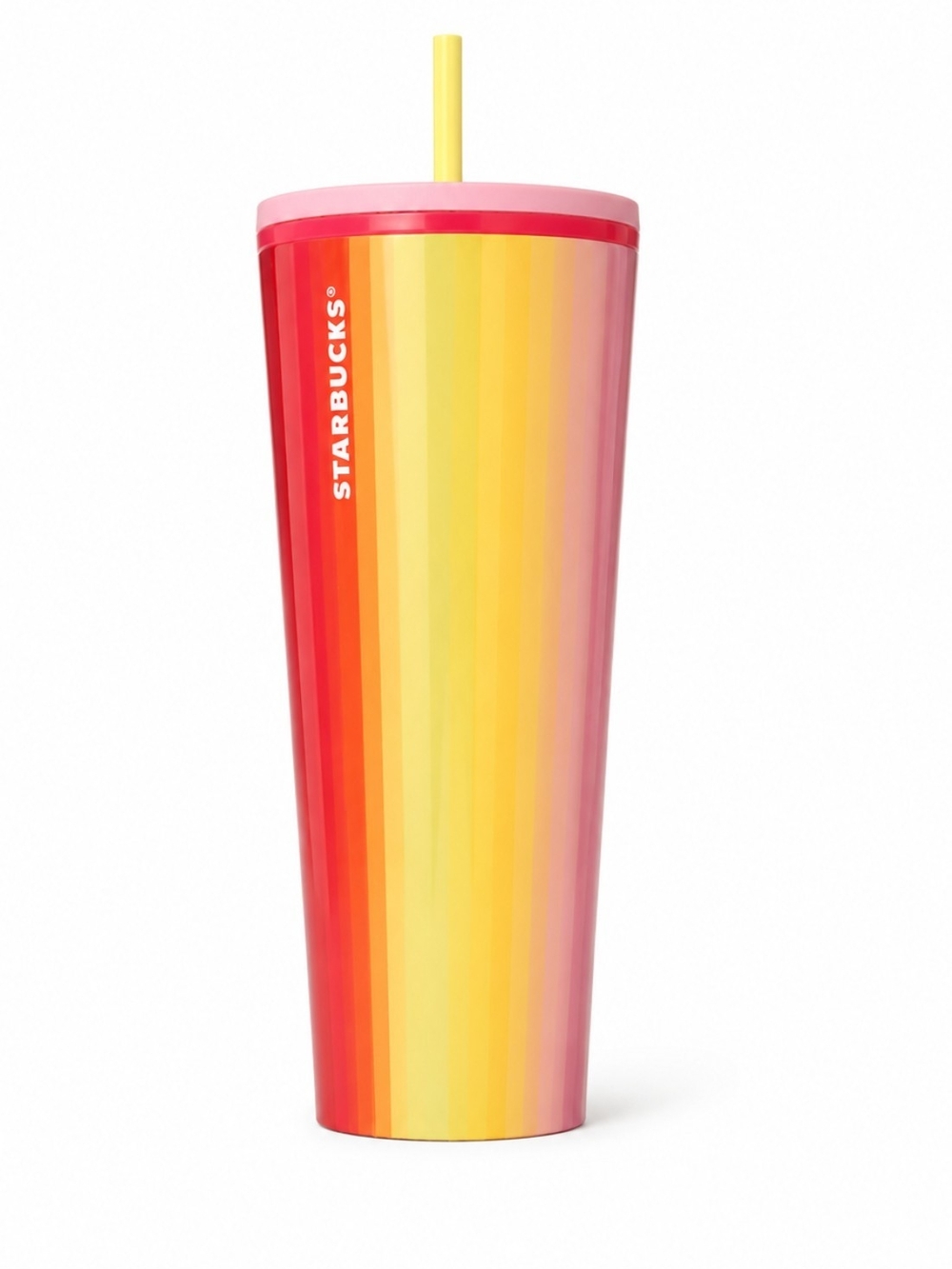 Starbucks Rainbow Gradient Tumbler - With Straw Pink, Red & Yellow